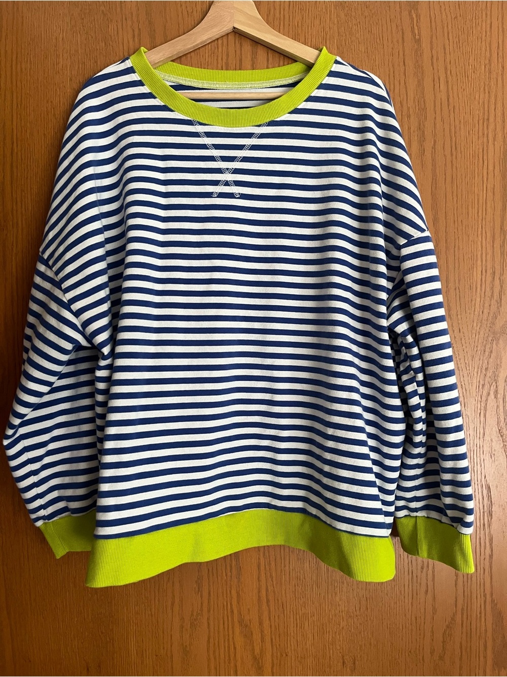 Oversized Striped Crewneck Sweatshirt